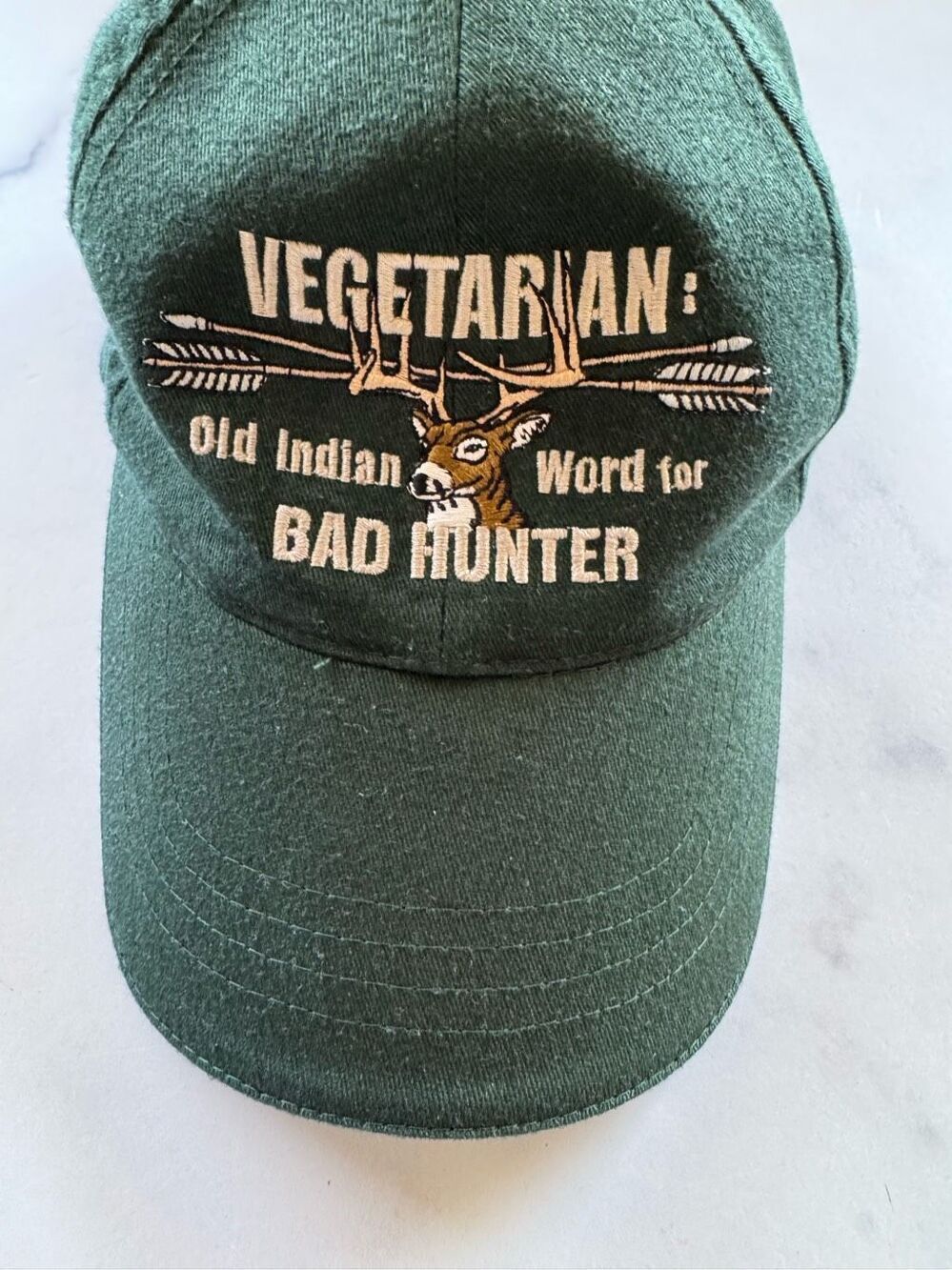 Vegetarian old Indian word for bad hunter comedy funny green men’s cotton deer h